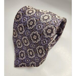 Zanetti Men's‎ Geometric Tie 60"x3.5" Made in Italy 100% Silk Black Purple